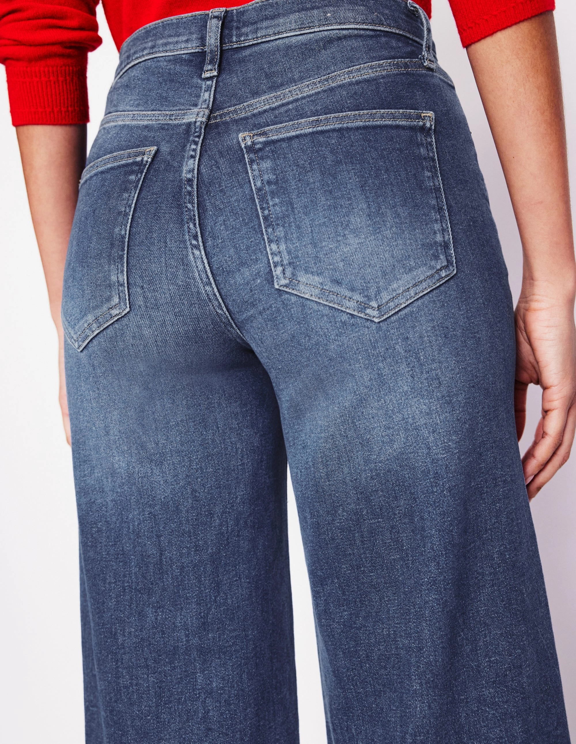 Outdoor Use Long Wear High Rise Wide Leg Jeans-Mid Vintage