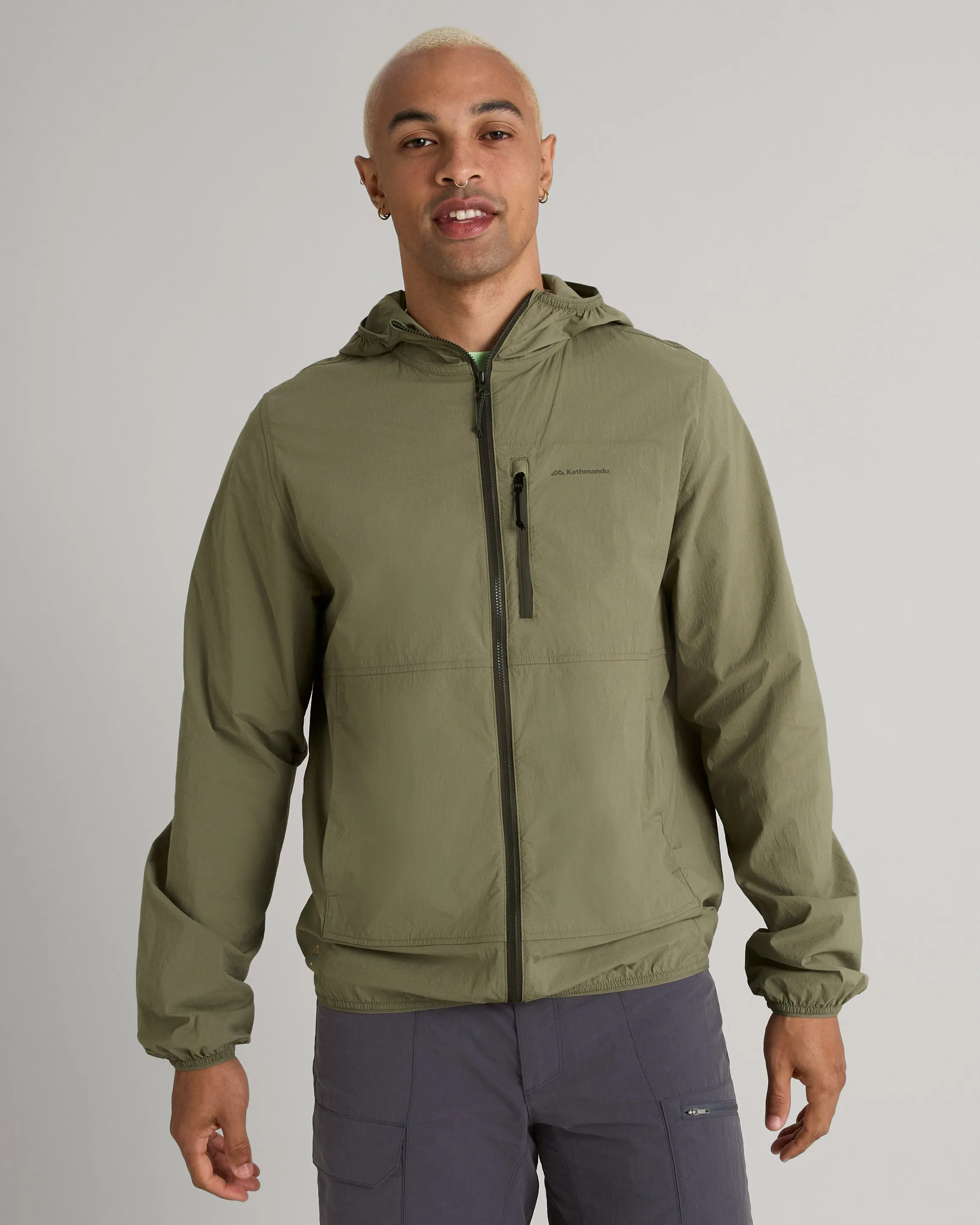 High Collar Style Men's EVRY-Where Stretch Windbreaker - Beech