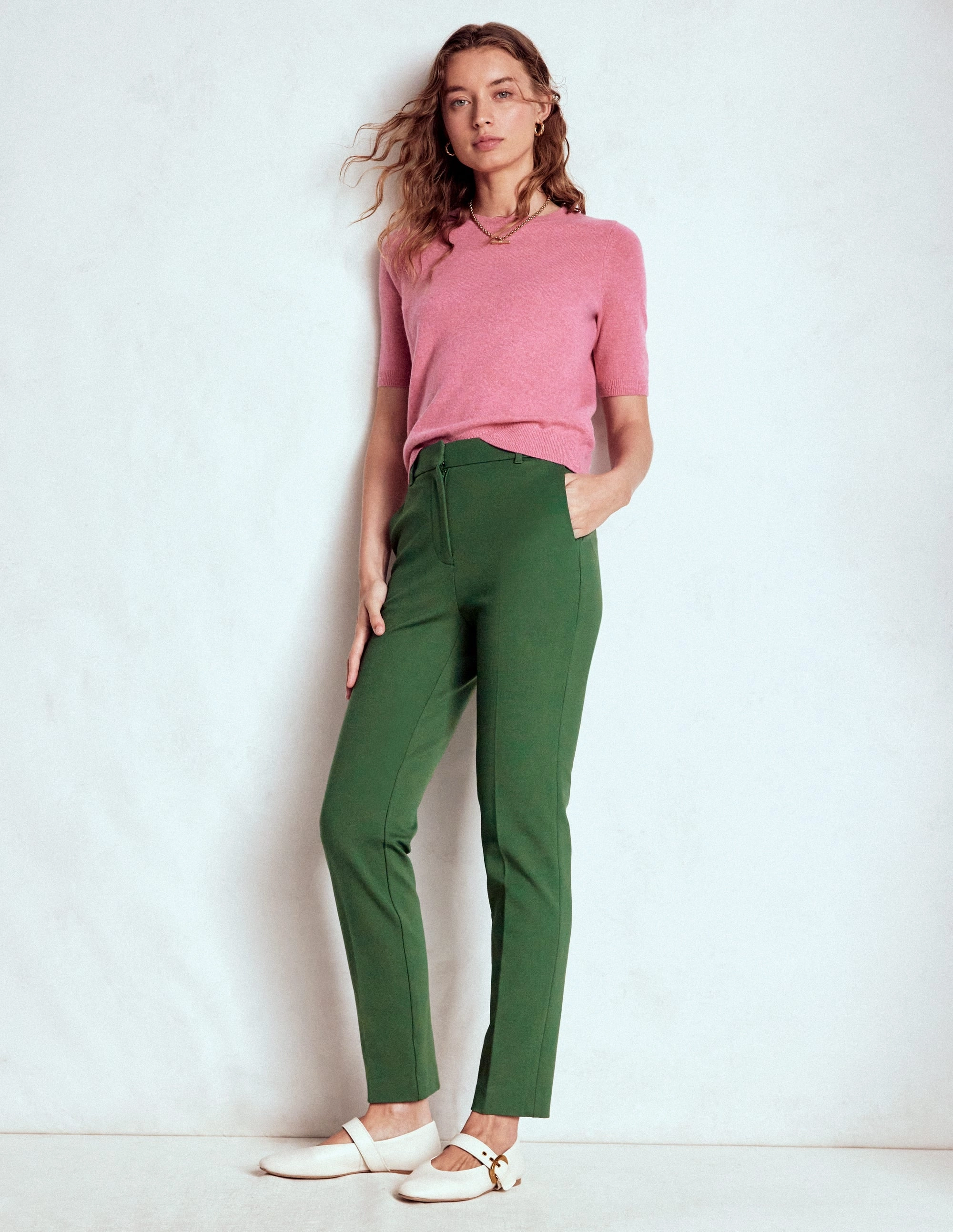 Highgate Ponte Trousers-Hunter Green Neutral Style Chic Design