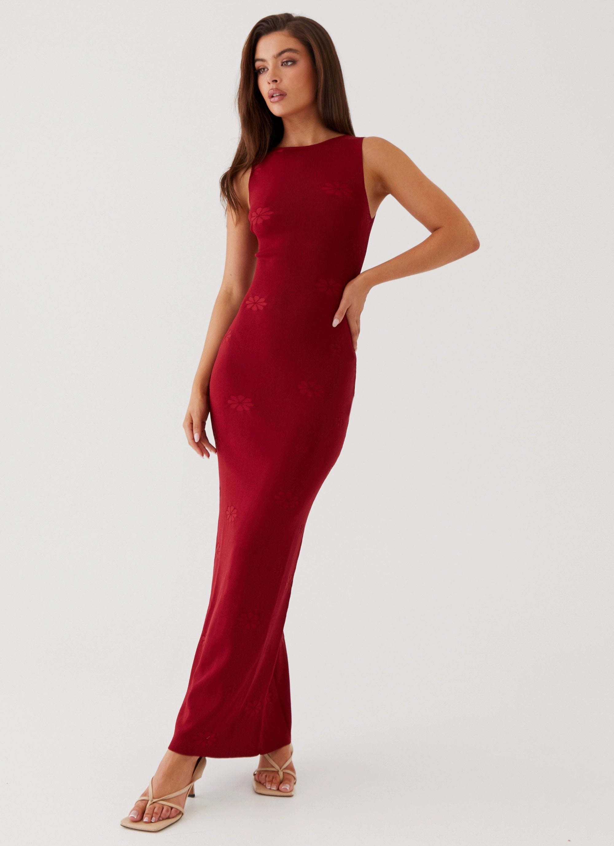 Holly Knit Maxi Dress - Red Casual-Look