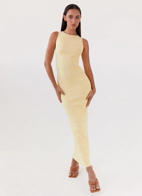 Holly Knit Maxi Dress - Yellow Soft Weave