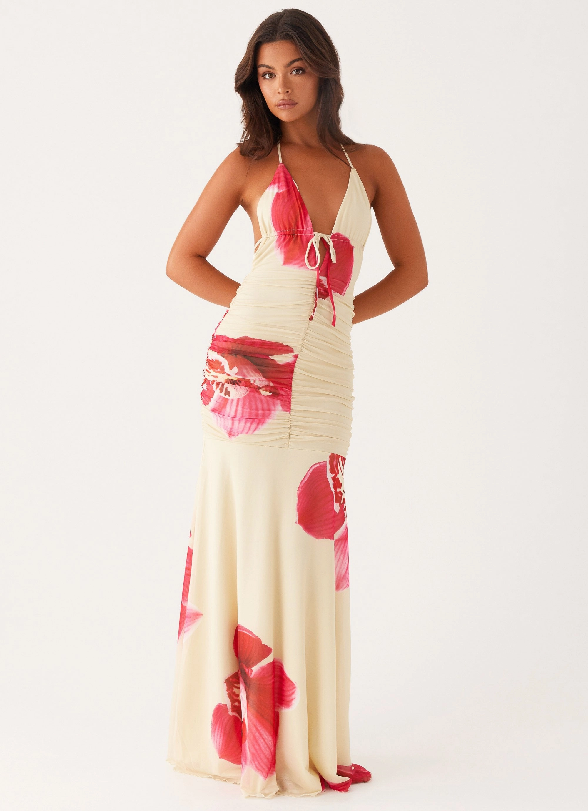Slit-Hem Hollywood Maxi Dress - Orchid Yellow