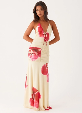 Slit-Hem Hollywood Maxi Dress - Orchid Yellow