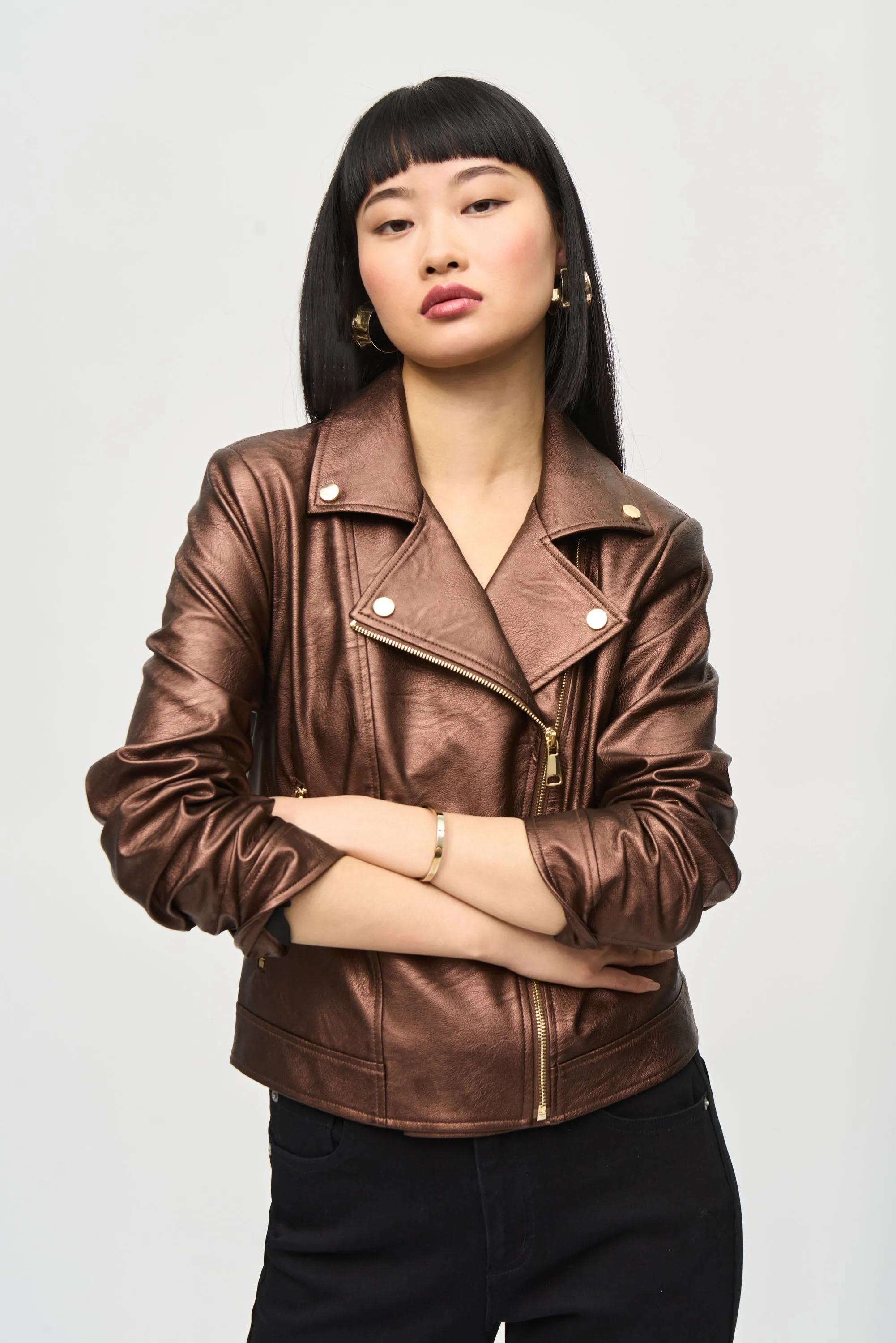 Cold Ready Look Day To Day Joseph Ribkoff - 234902 Metallic Biker Jacket