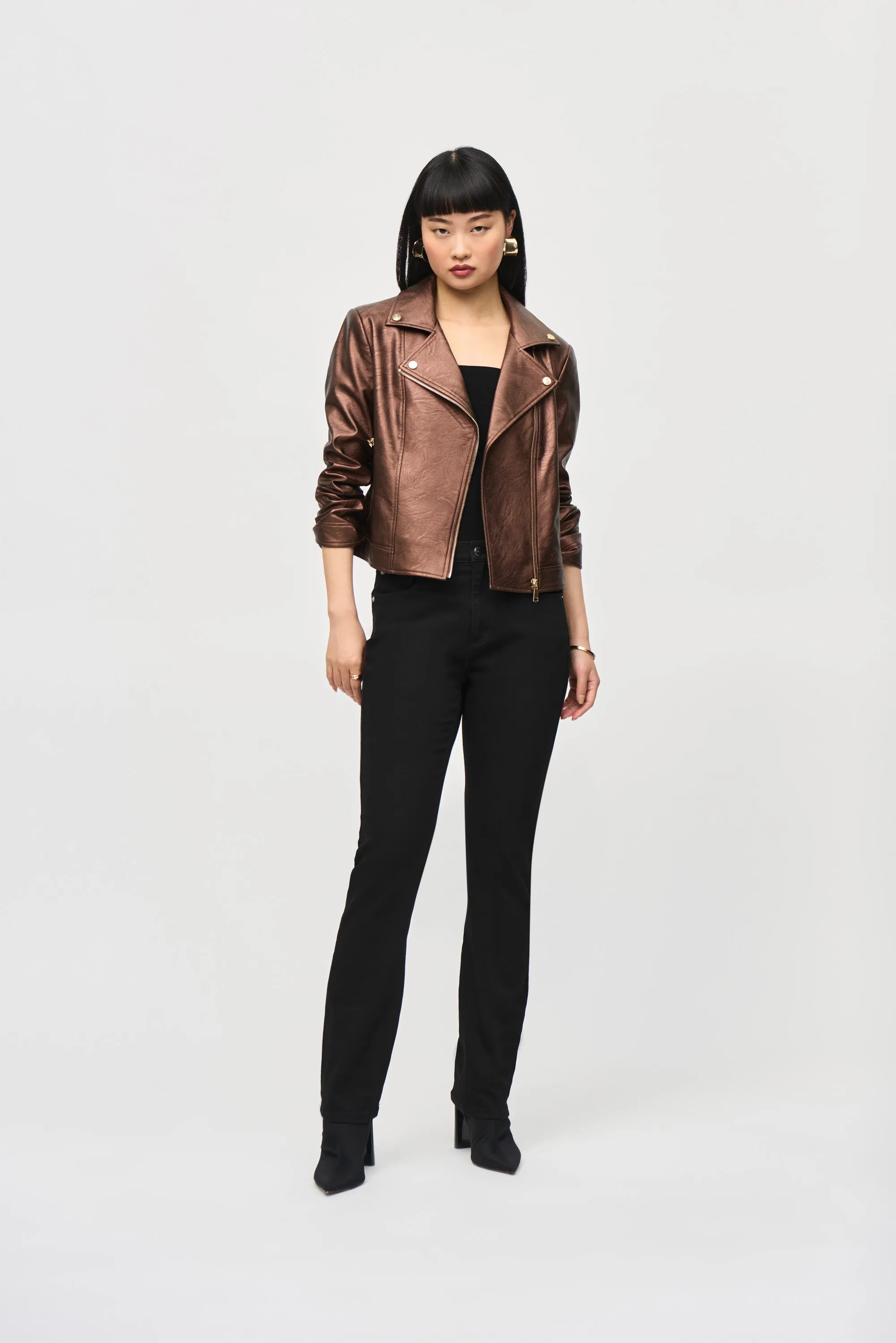 Joseph Ribkoff - 234902 Metallic Biker Jacket Heavyweight Durability