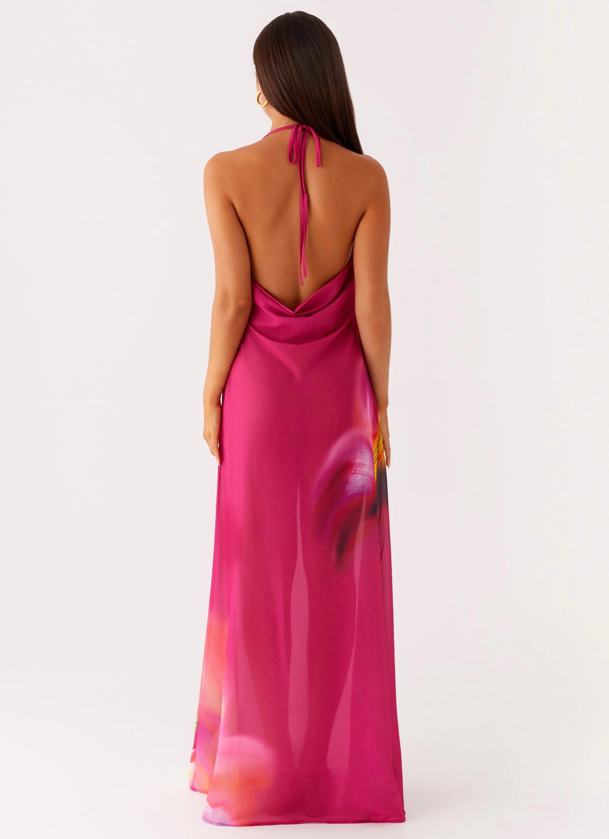 flowy style Casual and Stylish Fantasy Maxi Dress - Pink Tropical