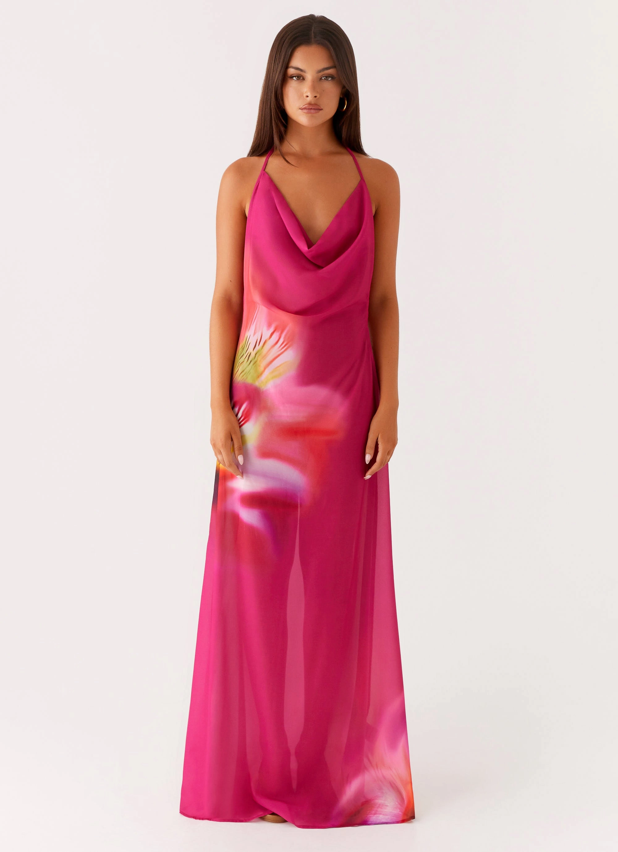 Vibrant Form Movement Ready Fantasy Maxi Dress - Pink Tropical