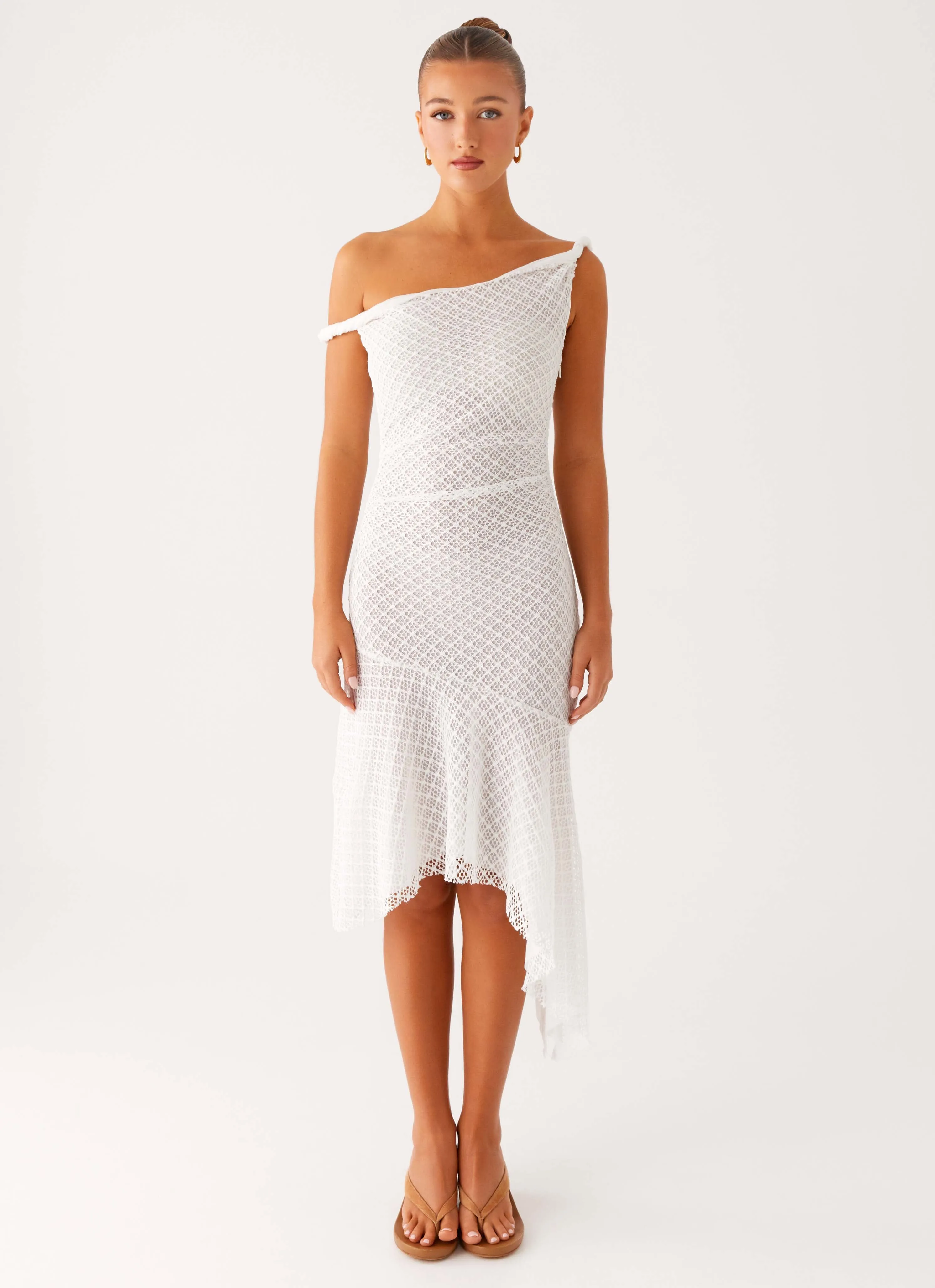 Huntah Midi Dress - Ivory Dreamy Simplicity