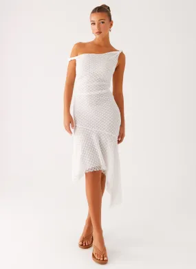 Huntah Midi Dress - Ivory Perfectly Styled Dreamy Motion