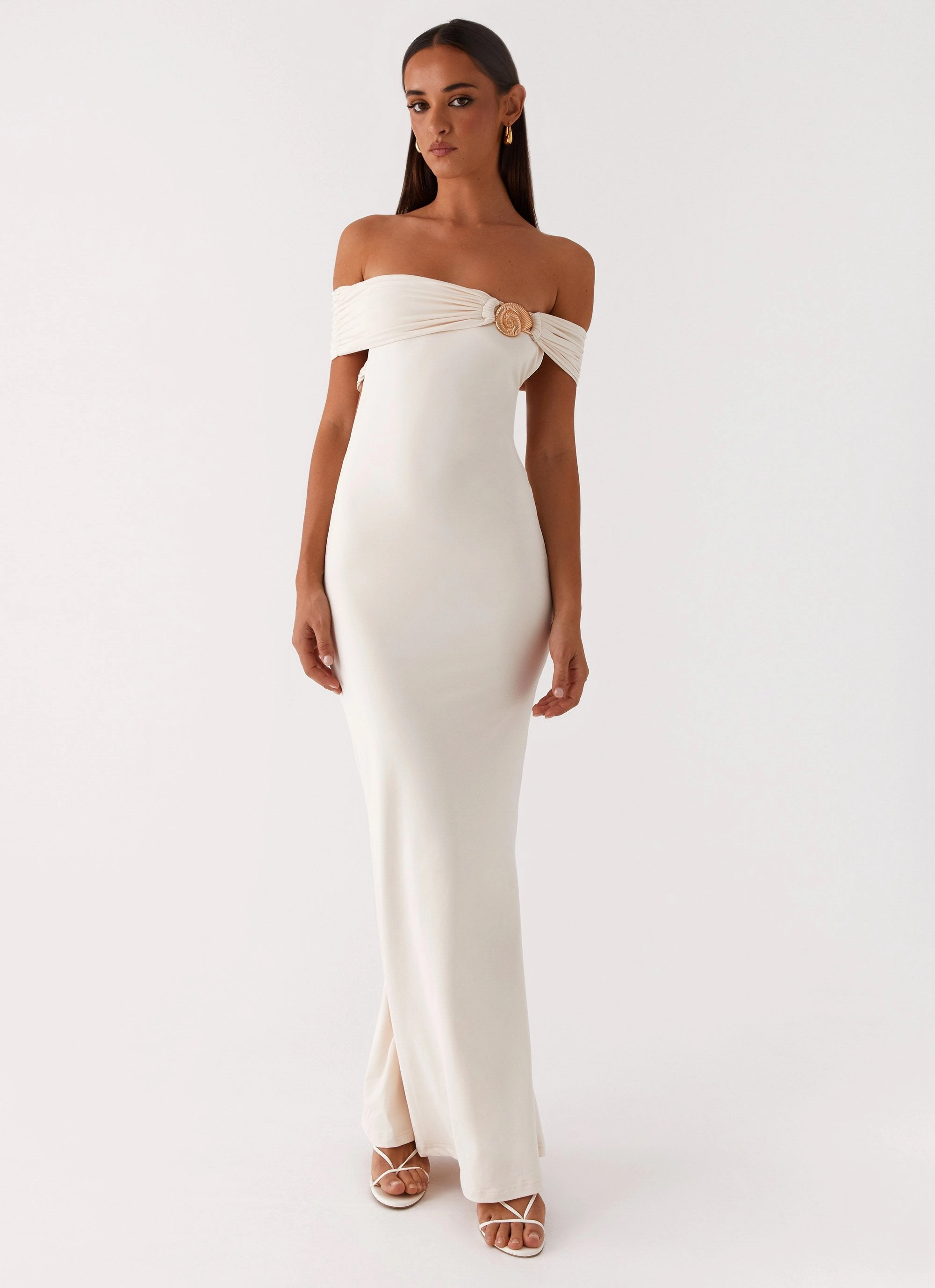 Tailored Elegance One Piece Look Illusion Maxi Dress - Ivory