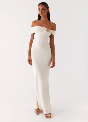 Tailored Elegance One Piece Look Illusion Maxi Dress - Ivory