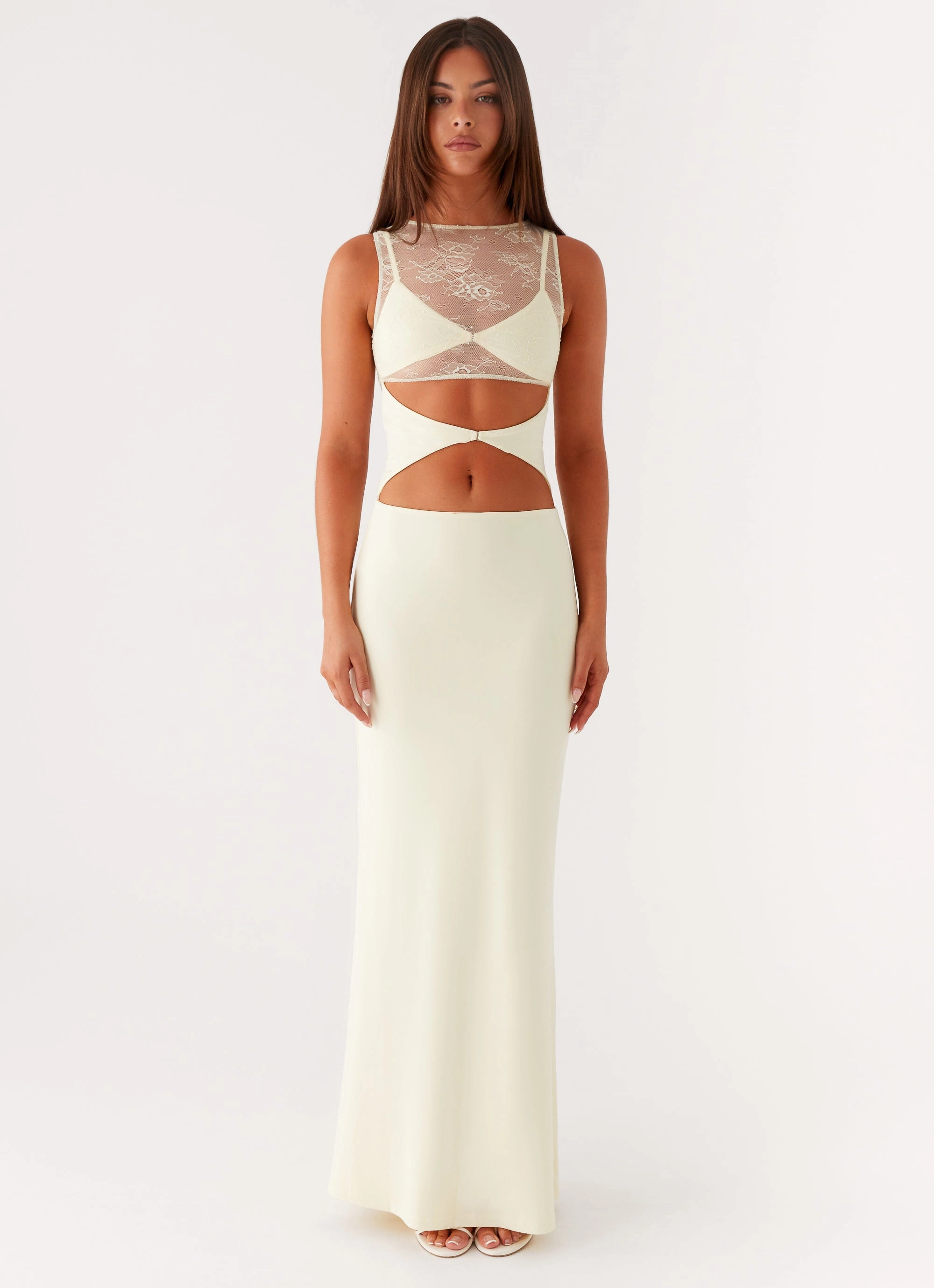 Beaded-Sleeve Glam Touch Imperial Maxi Dress - Yellow