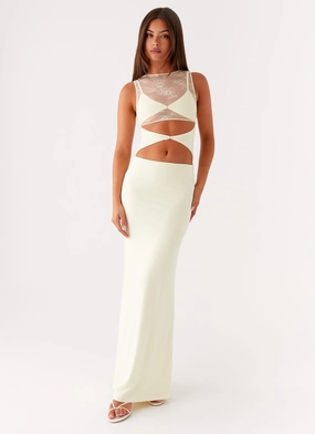 Imperial Maxi Dress - Yellow Luxe Fabric