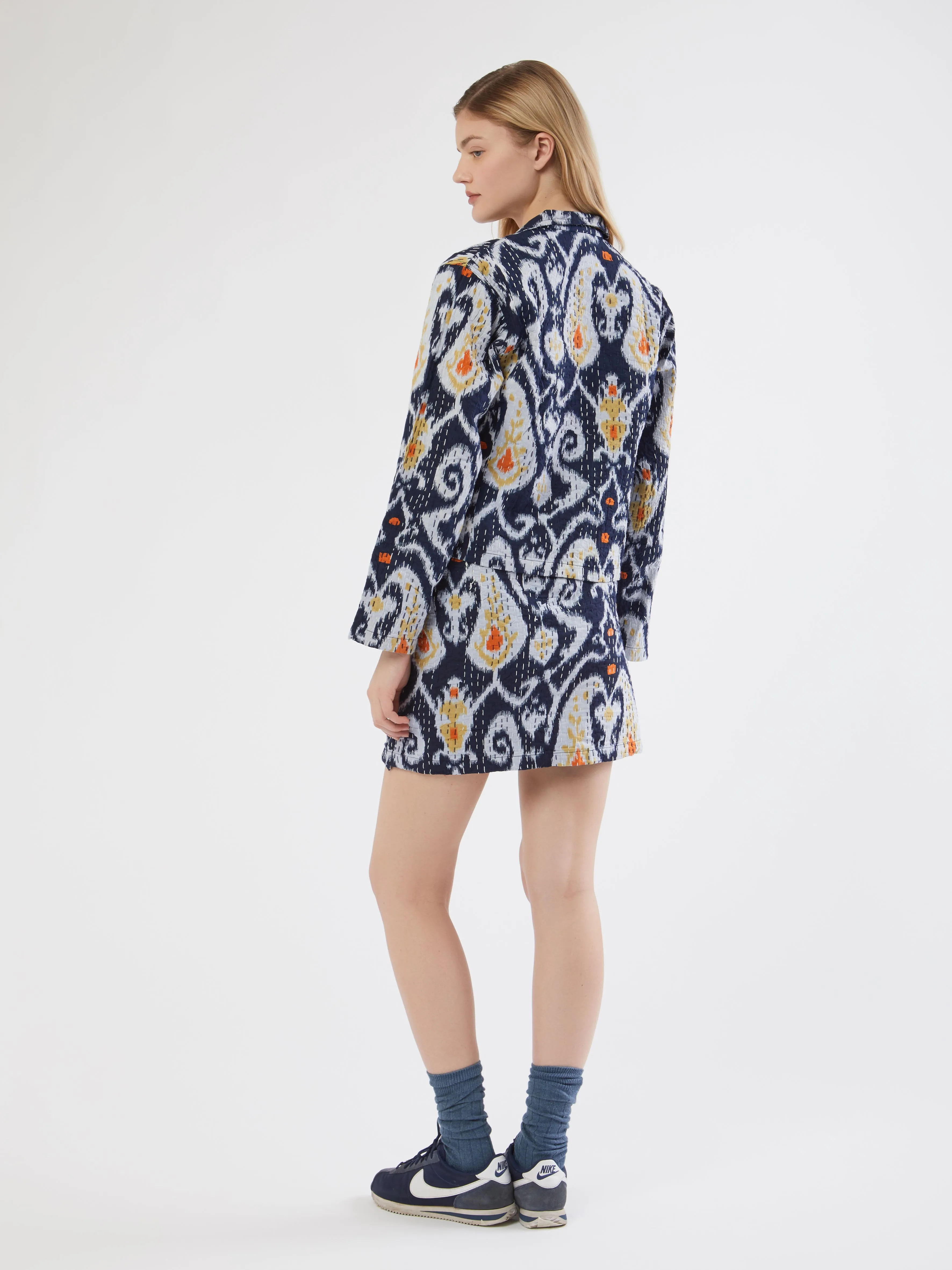 Indian Kantha Jacket Frictionless Inner Layer Elasticized Waist