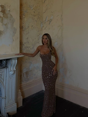 Cute Touch Stretch-Recovery CIARAN MAXI DRESS TAN