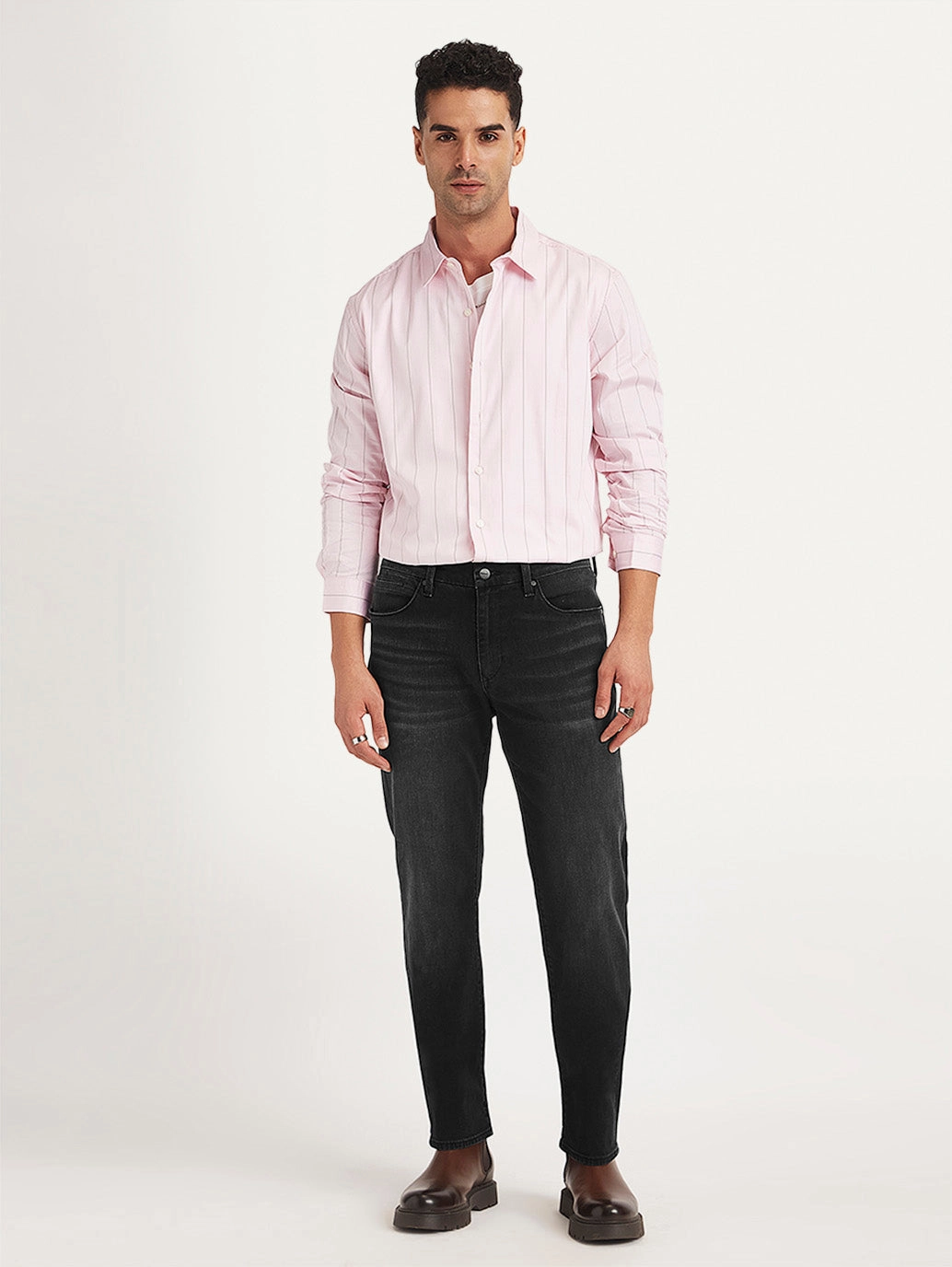 Men's Redloop 511 Black Slim Fit Mid Rise Jeans No Fuss Style City Walk Bold Look