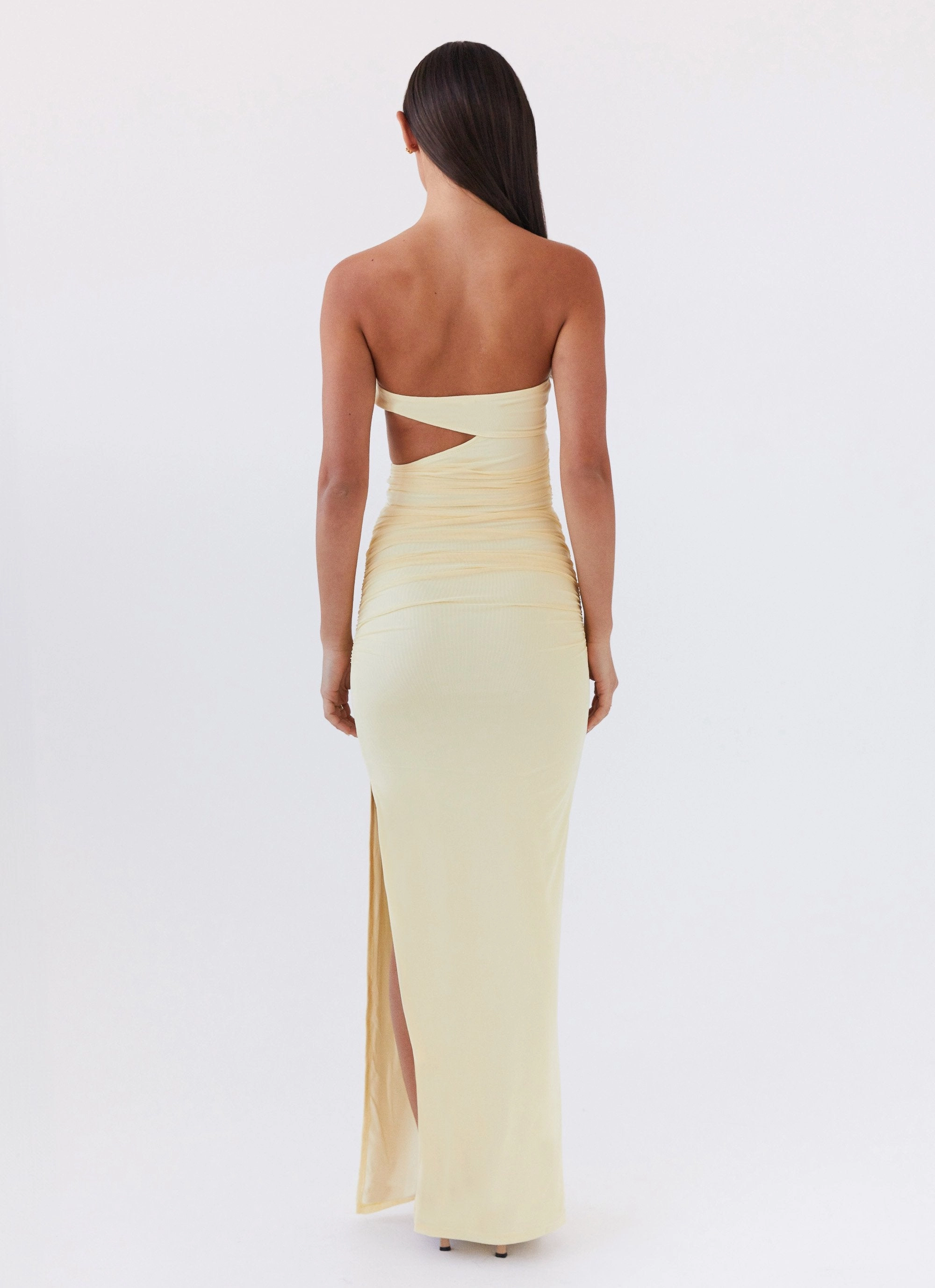Into Pieces Mesh Maxi Dress - Lemon Chill Moment