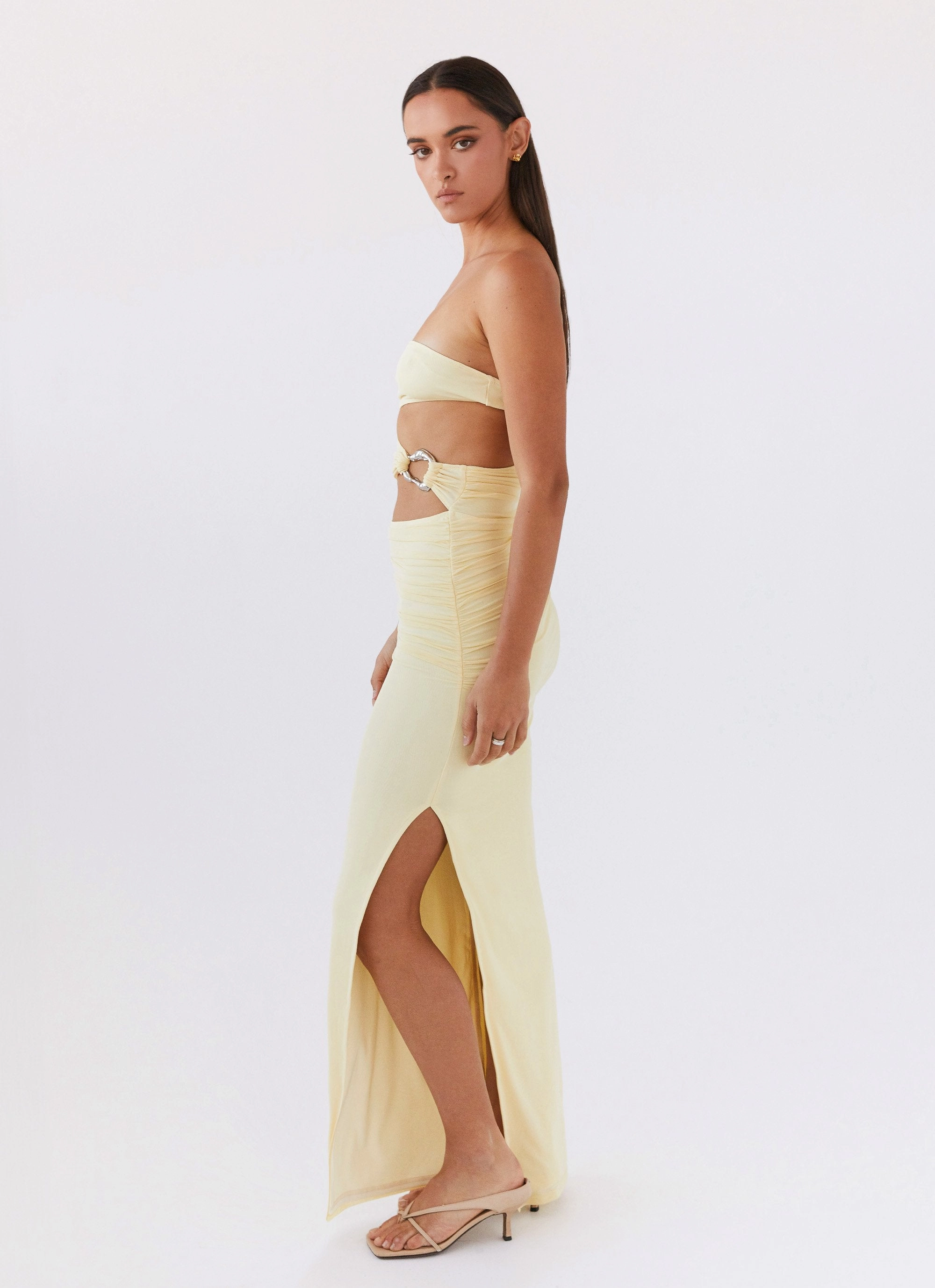 Essential Piece Into Pieces Mesh Maxi Dress - Lemon