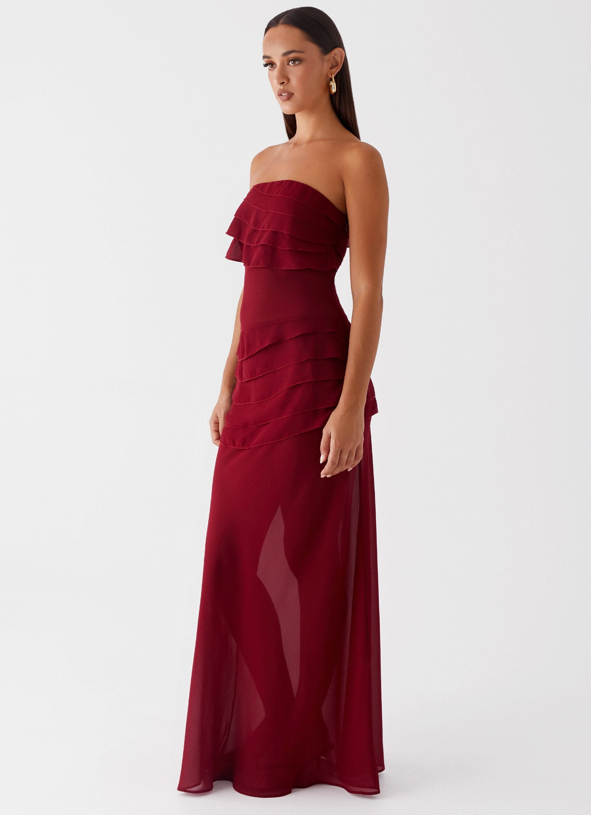 Into The Night Maxi Dress - Cherry Red Comfortable office piece Contrast-Lining