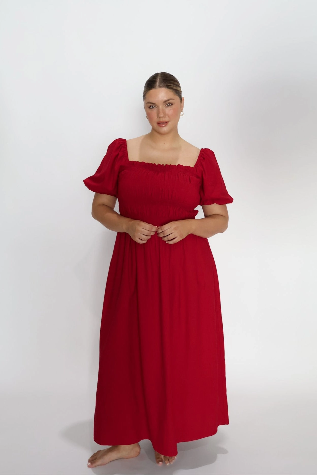 ISMAE MAXI DRESS RED Layering Fit