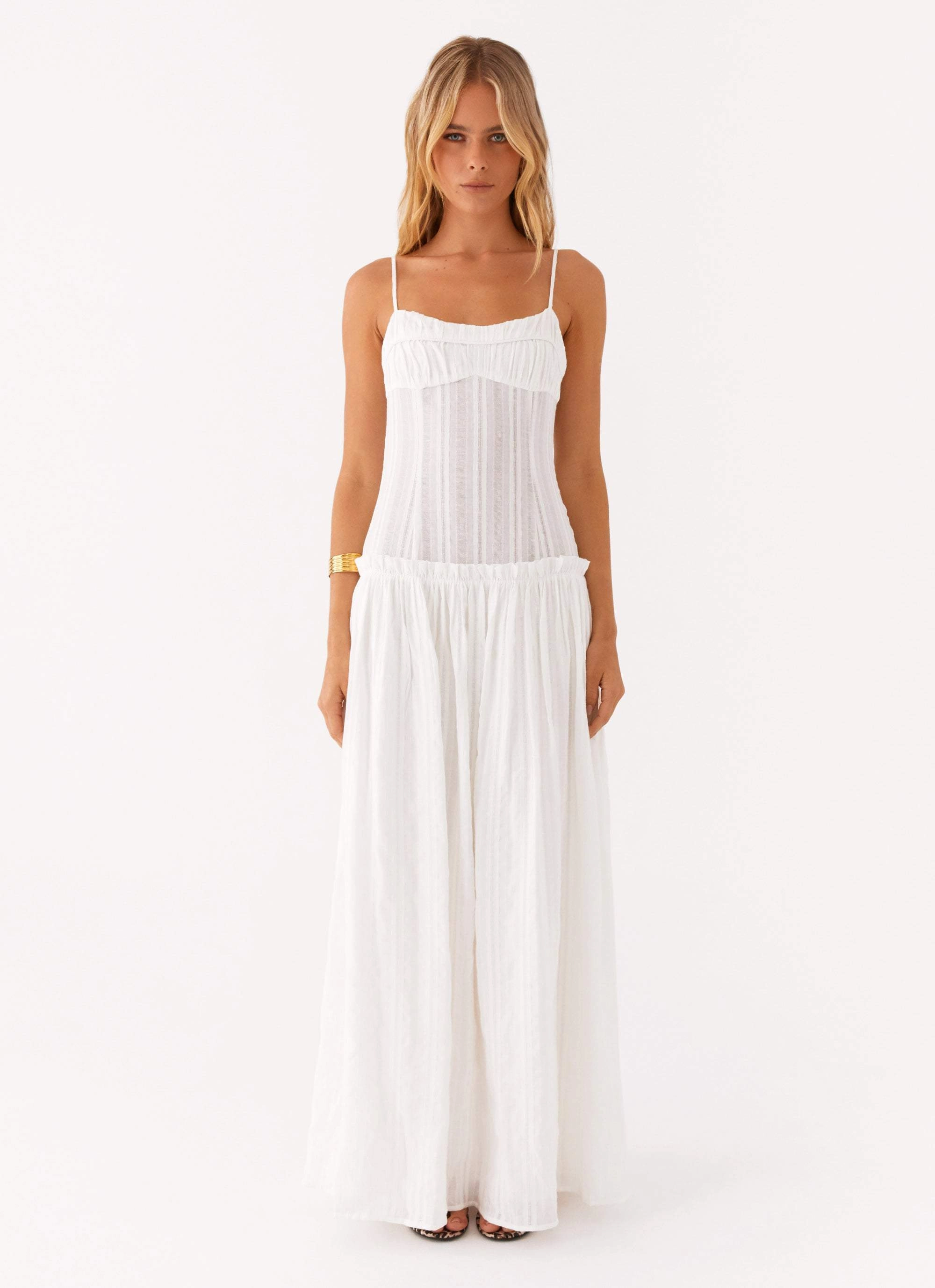 Celebrity-Inspired Casual and Smart Jacinda Drop Waist Maxi Dress - Ivory