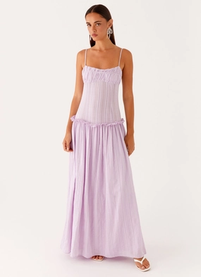 Jacinda Drop Waist Maxi Dress - Lavender Vibrant Light Relaxed Fit