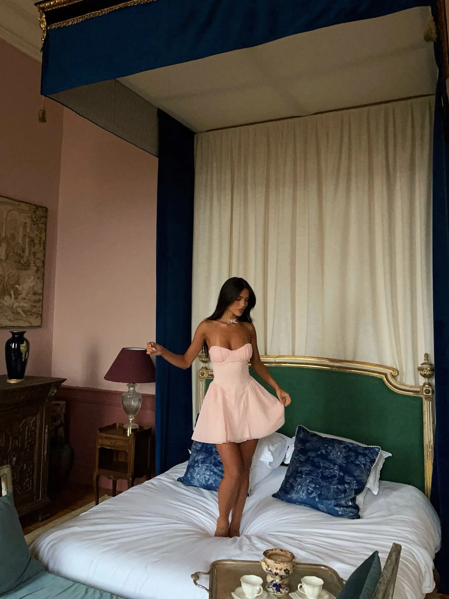 JAID MINI DRESS BABY PINK Elegant Layers