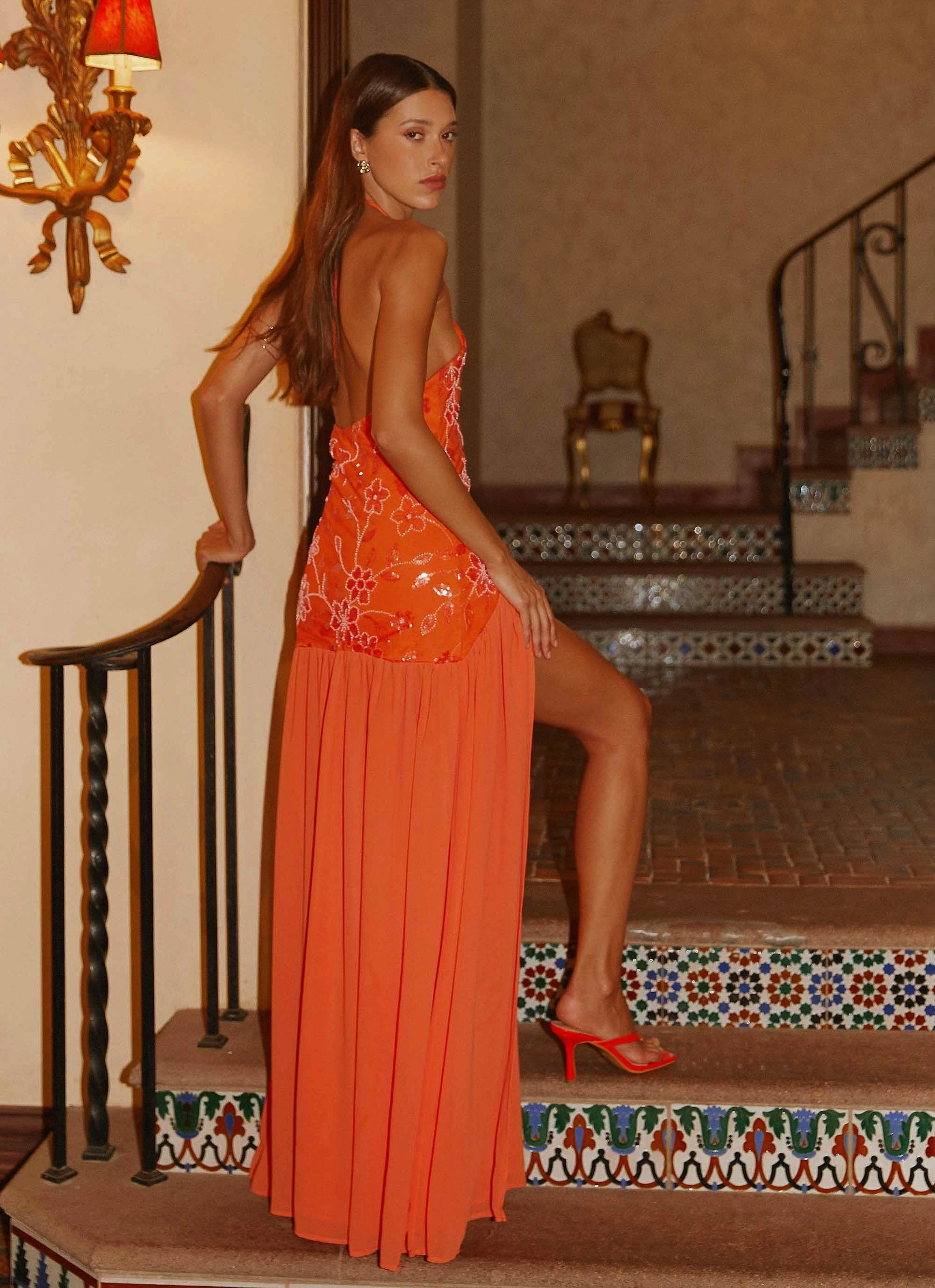 Minimalist Look Janelle Beaded Maxi Dress - Orange