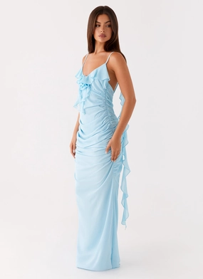 velvet feel Jasmina Maxi Dress - Blue