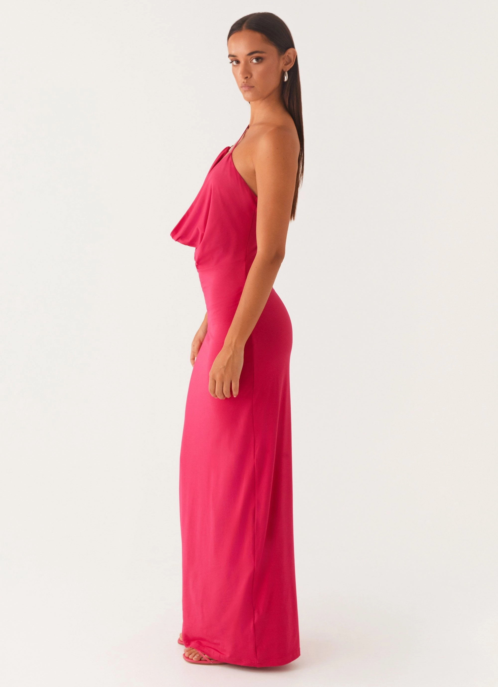 Relax Style Jayla One Shoulder Maxi Dress - Fuchsia