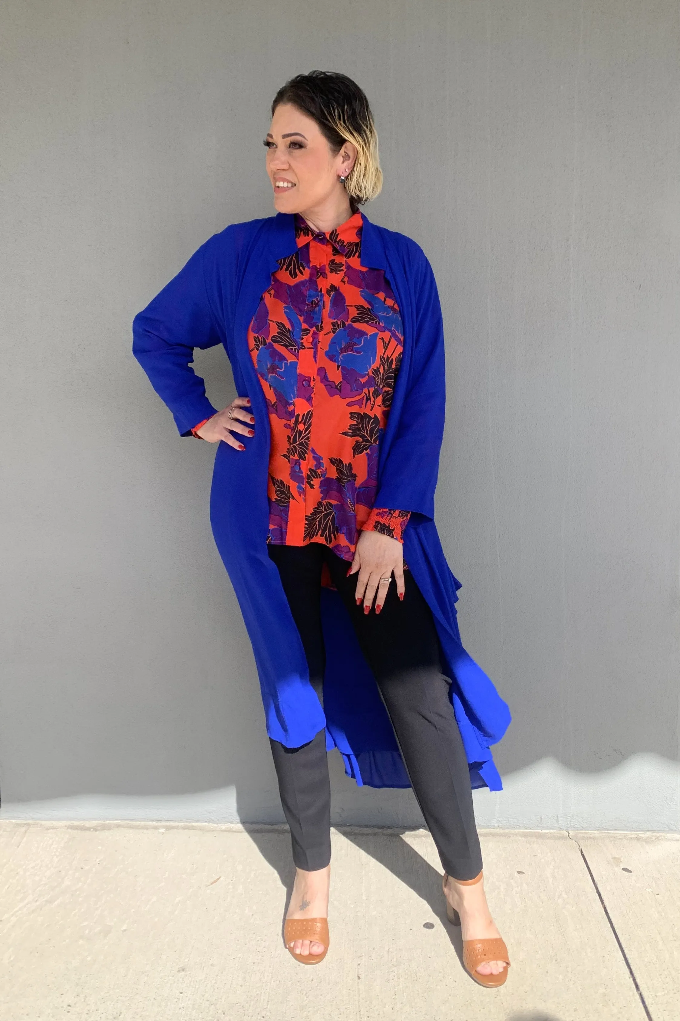 Jellicoe - JS24-26A Frilled Back Duster Plaid Print