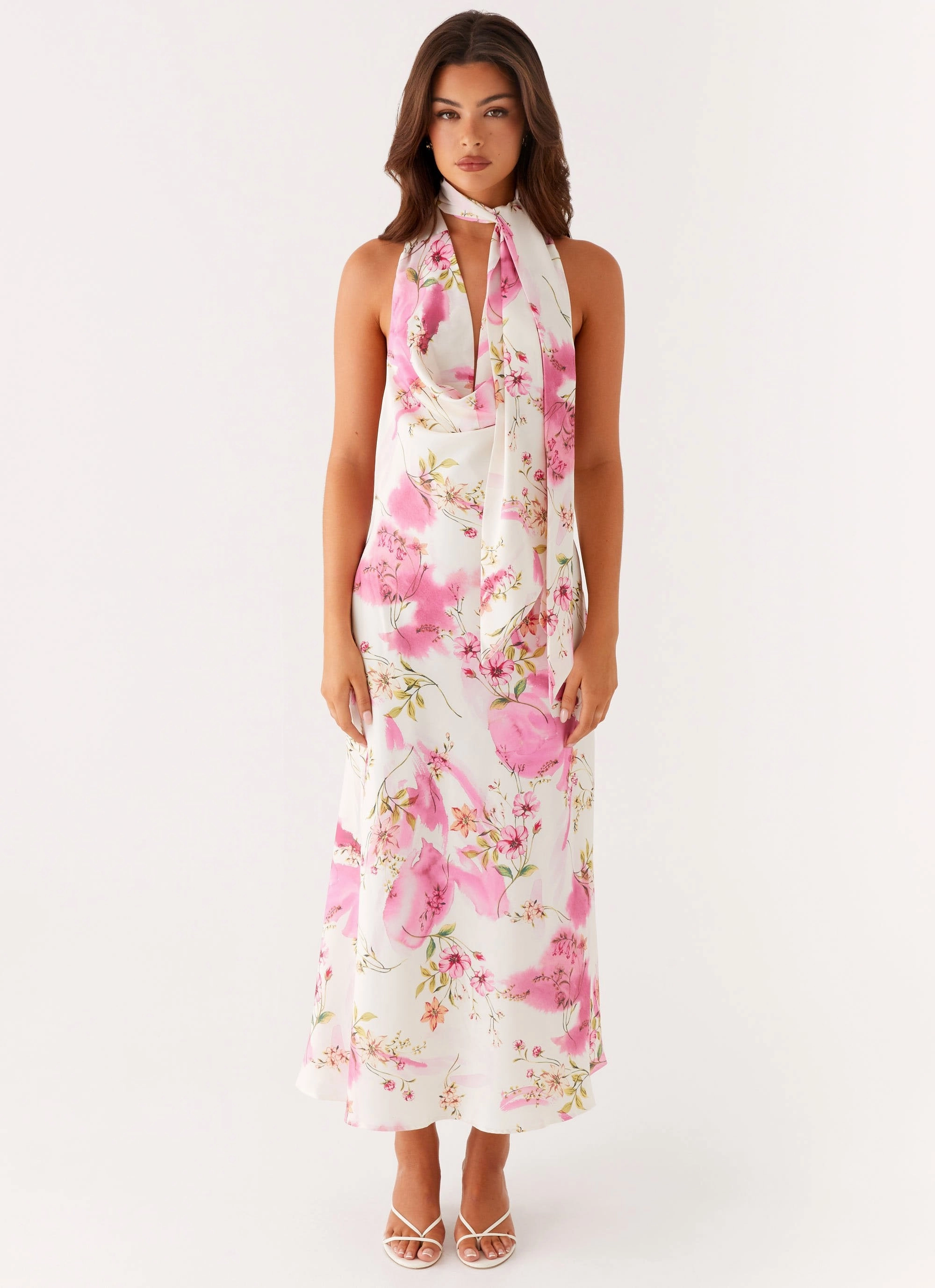 Gender Fluid Jensen Midi Dress - Ivory Floral Print