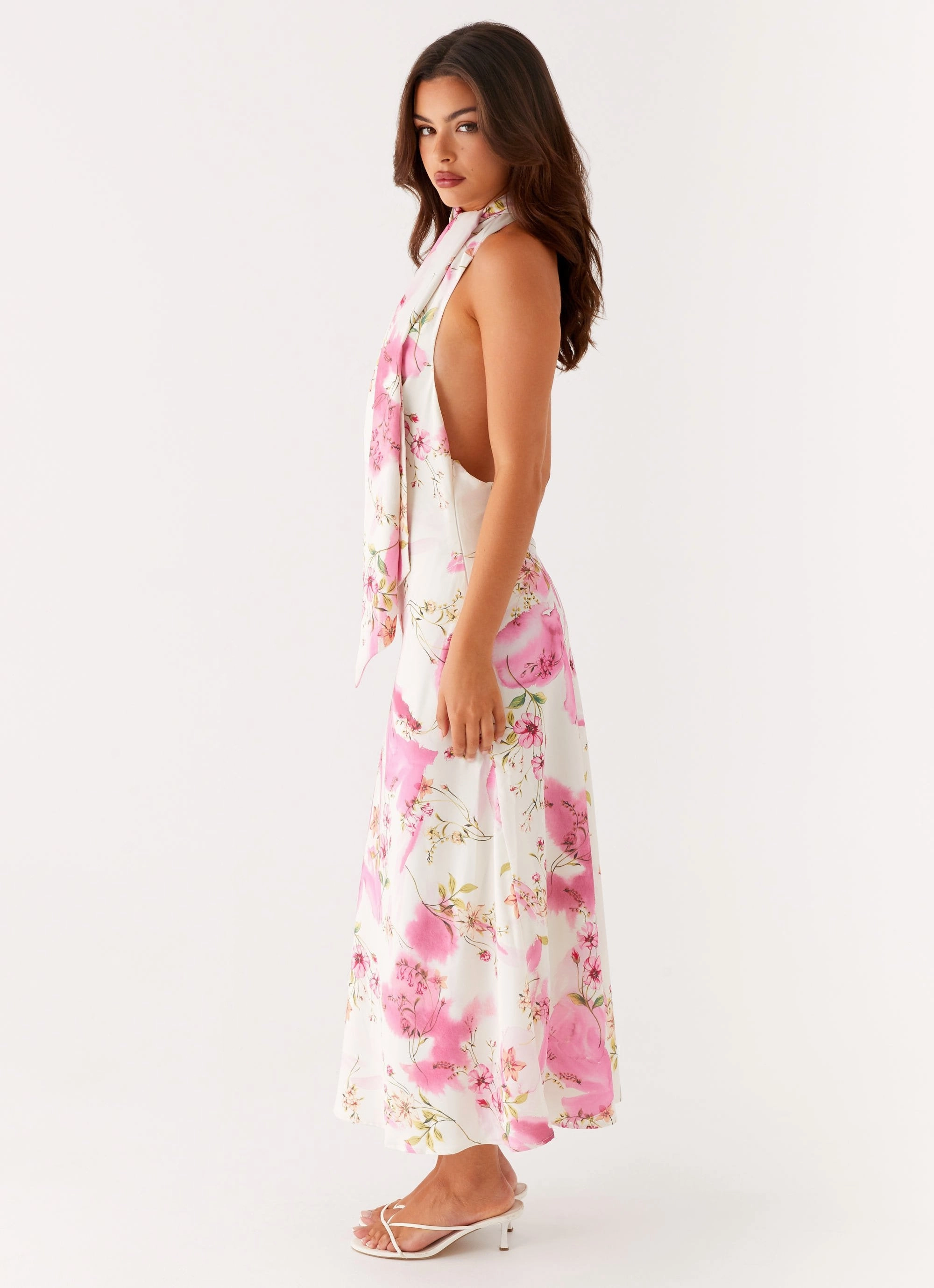 Jensen Midi Dress - Ivory Floral Print Relaxed Design