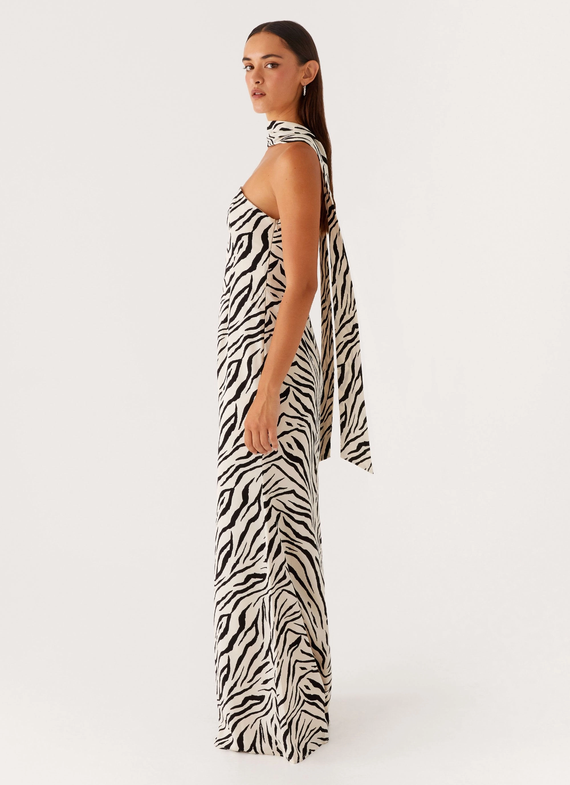 Jigsaw Strapless Maxi Dress - Zebra Contrast-Piping
