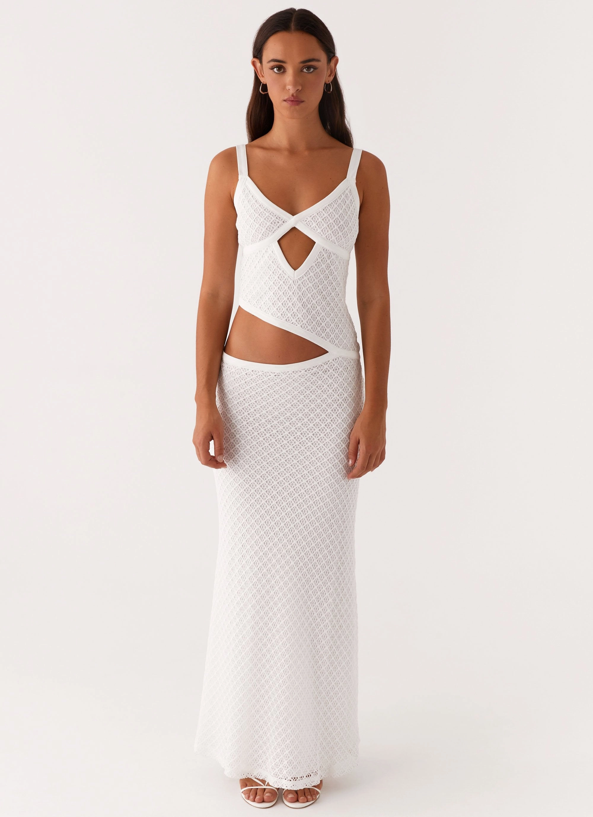 Jocelyn Maxi Dress - White Crochet Contemporary Look Versatile and Comfortable