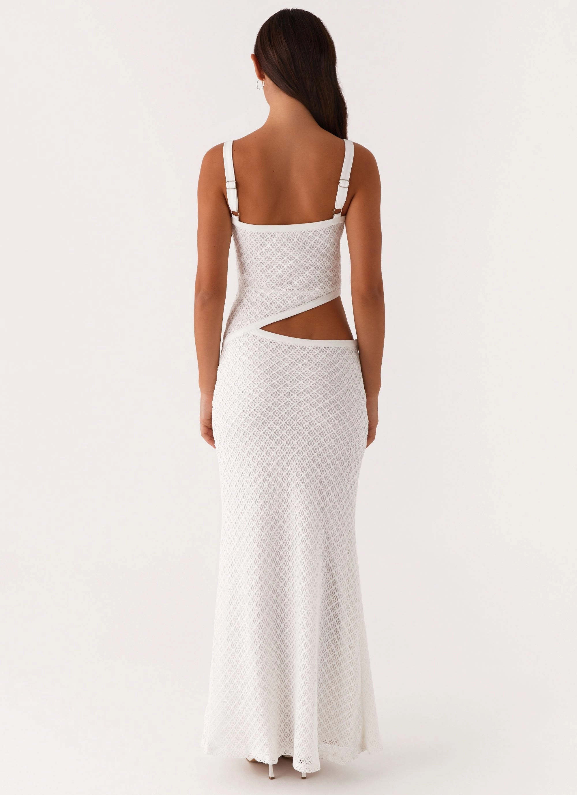 Jocelyn Maxi Dress - White Crochet Elegant Mature