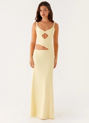 Playful Cut Simple Flow Jocelyn Maxi Dress - Yellow
