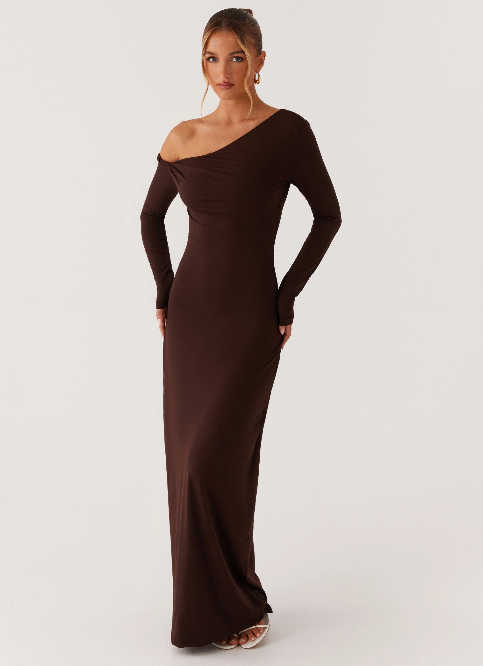 Jordana Twist Maxi Dress - Brown Sophisticated Waistband Fit High-Fashion