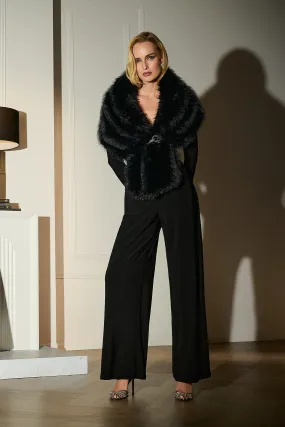 Joseph Ribkoff - 233796F24 Faux Fur Stole Quick Pull Zipper Reinforced Shoulder Protection