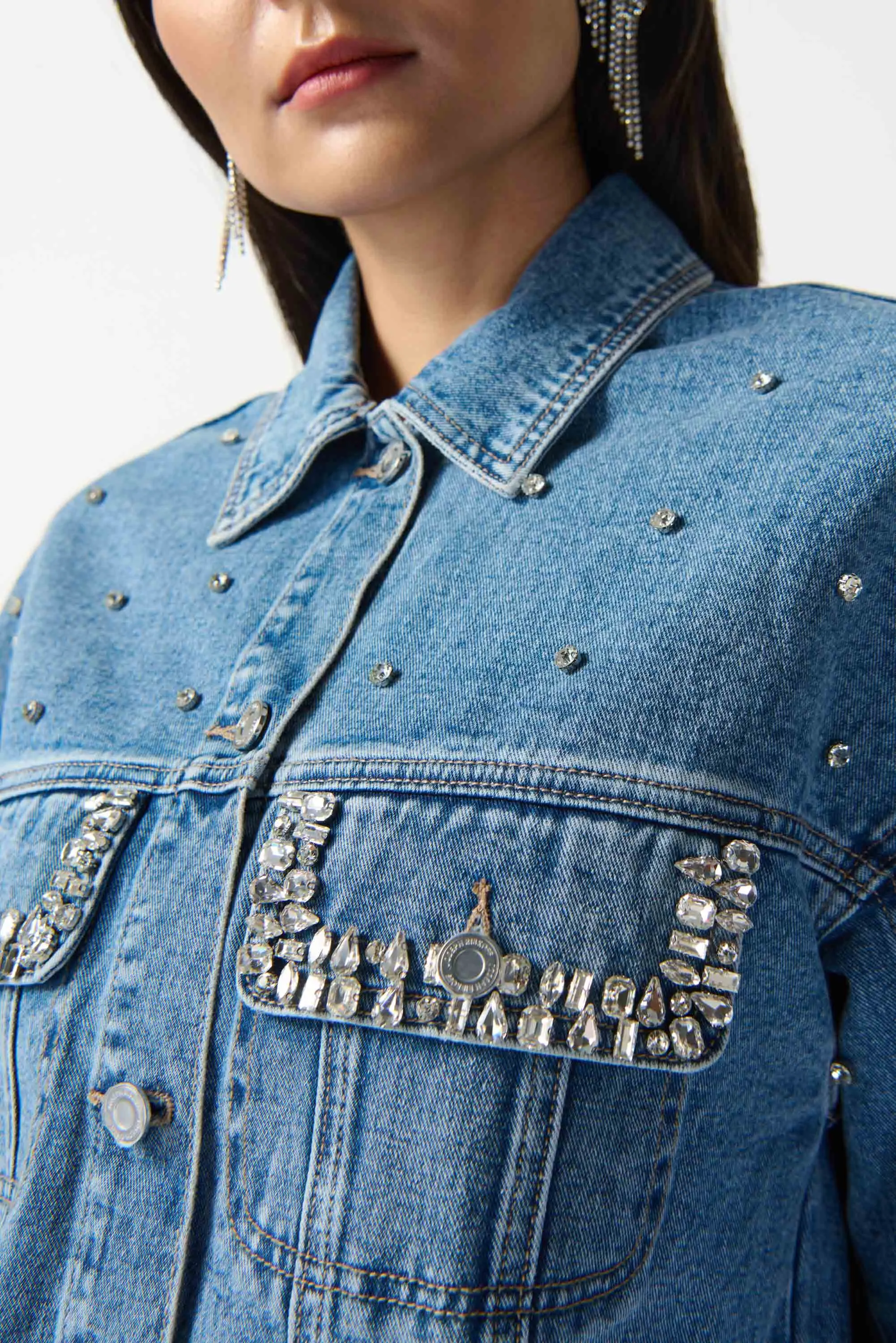 Joseph Ribkoff - 242917 Embellished Denim Jacket Comfort Stretch Fabric