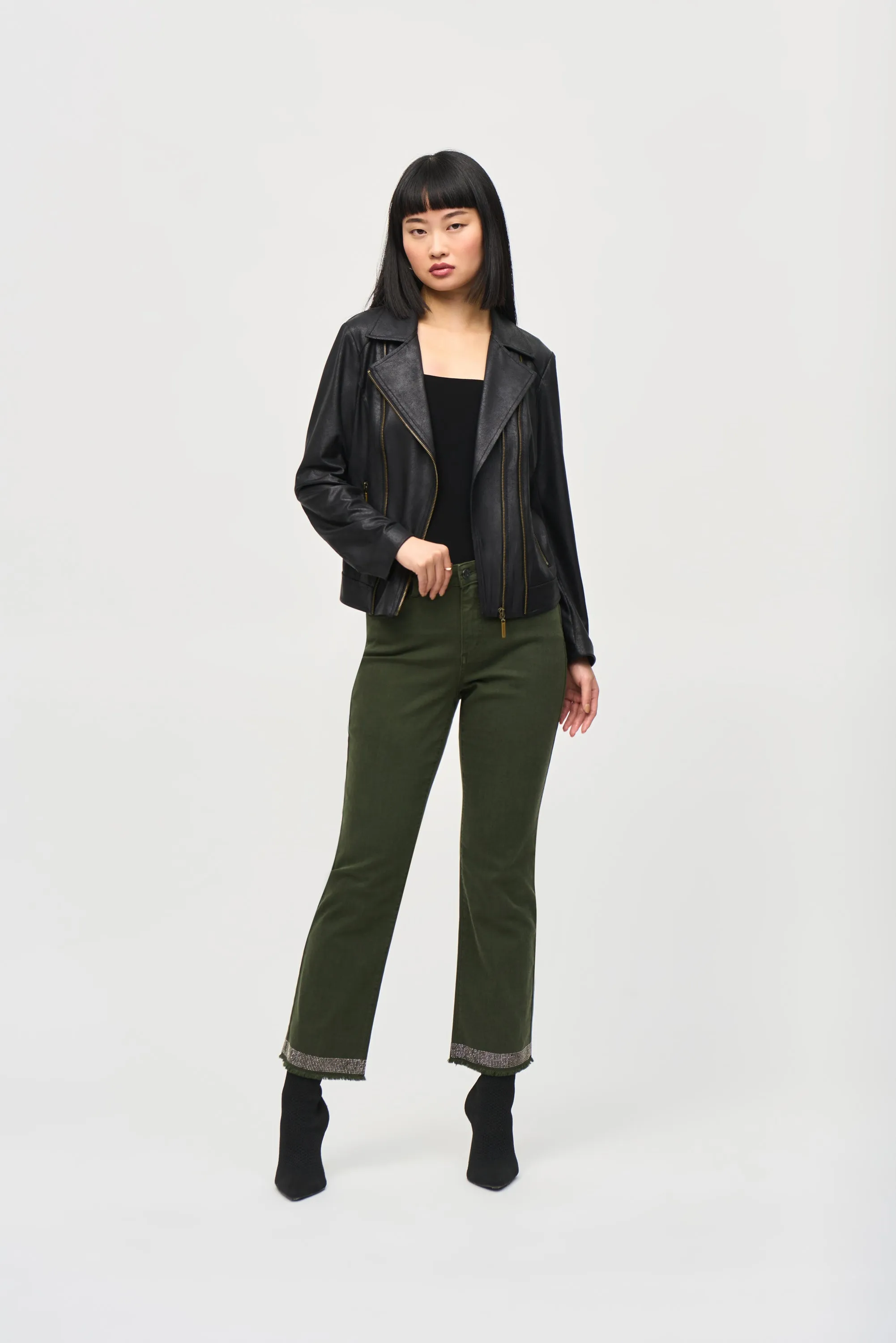 Compression Fold Design Joseph Ribkoff - 243905 Foiled Moto Jacket