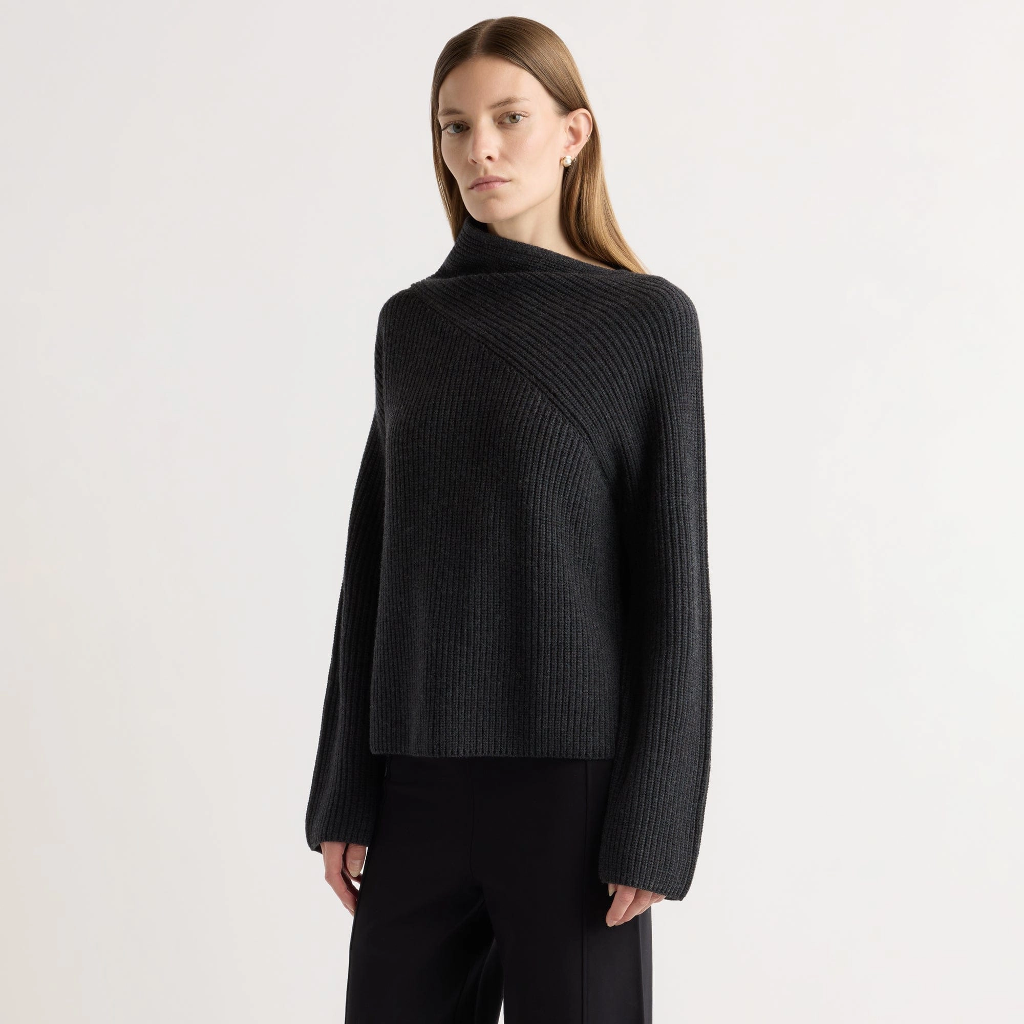 Julisa Asymmetric-Neck Sweater Versatile Style Active Wear Breathable Wearable