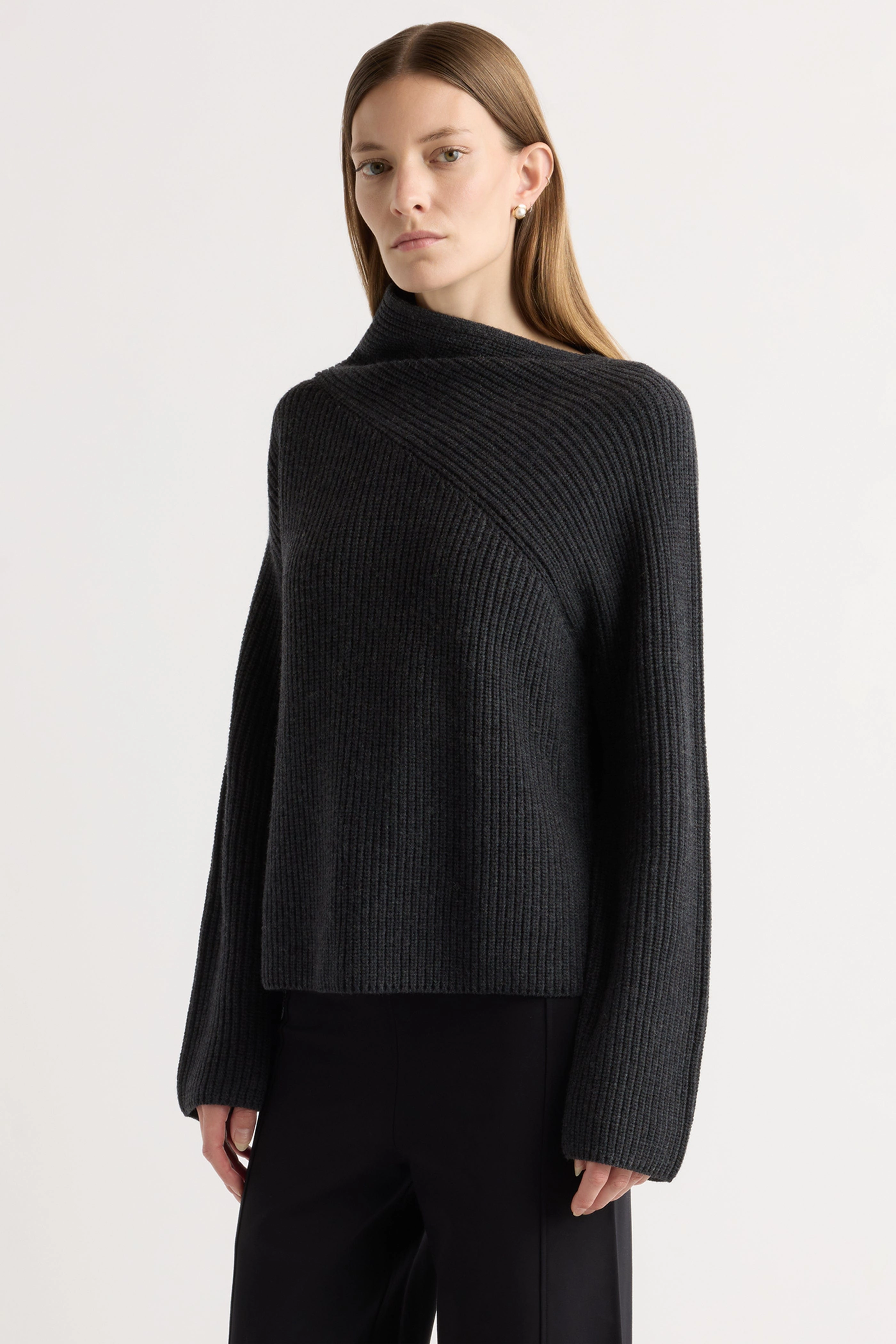 Colorfast Construction Julisa Asymmetric-Neck Sweater Versatile Style