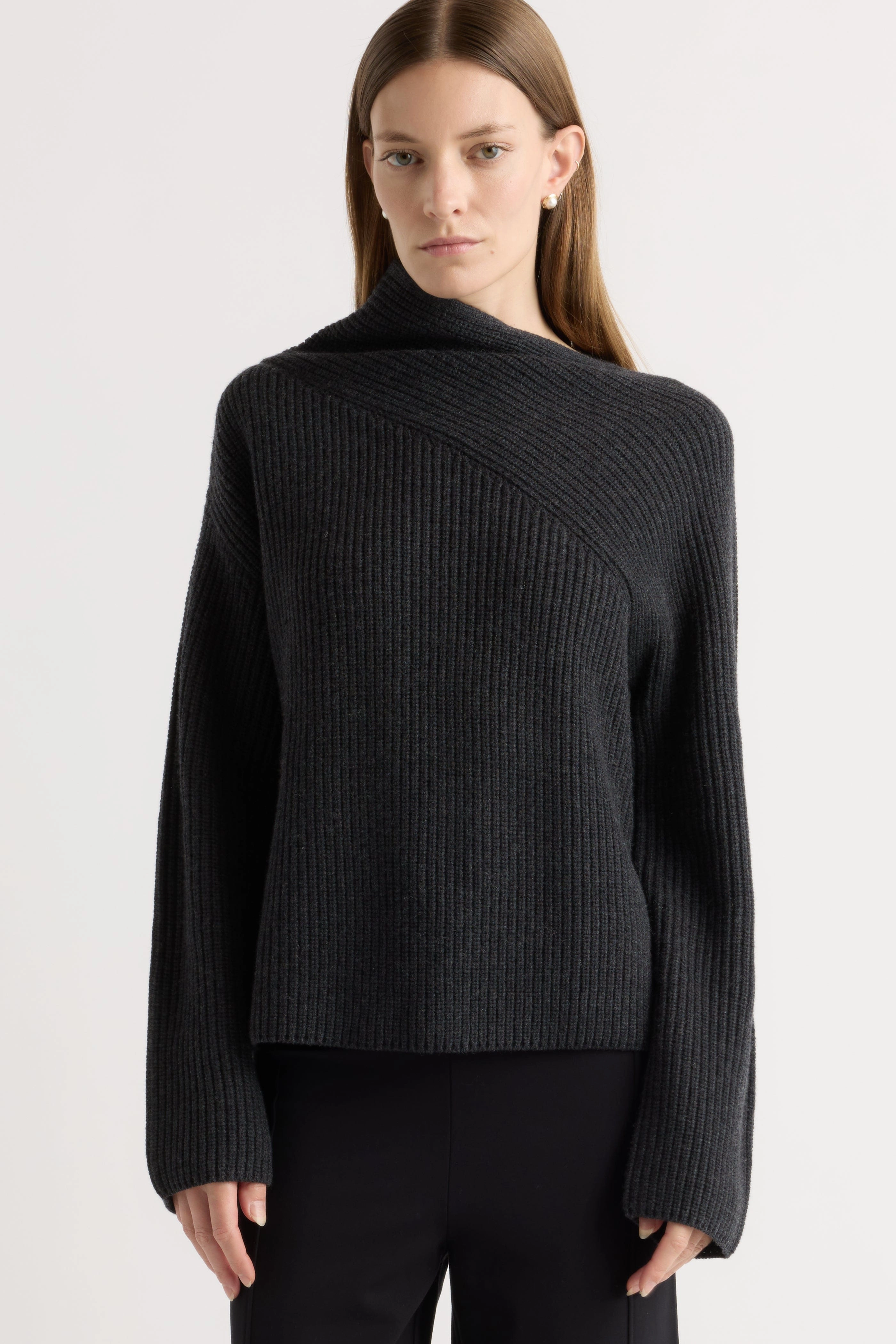 Julisa Asymmetric-Neck Sweater Versatile Style Everyday Basic