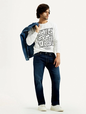 Men's 555 Dark Indigo Loose Fit Mid Rise Jeans Slim Cut