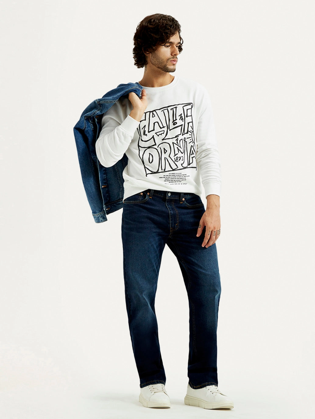 Men's 555 Dark Indigo Loose Fit Mid Rise Jeans Slim Cut