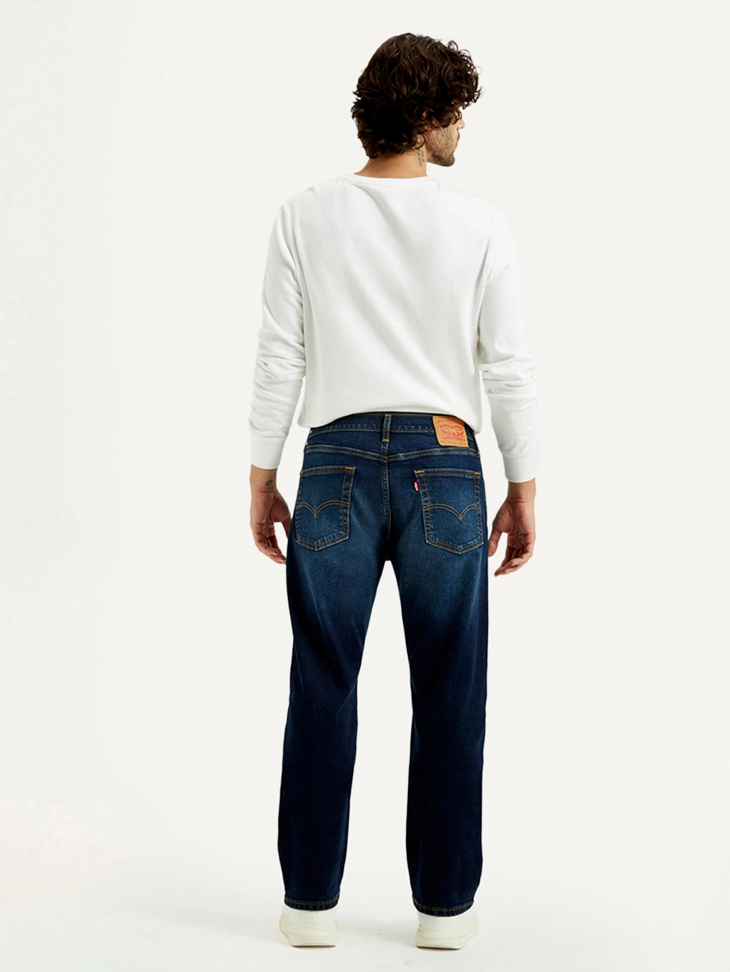 Go-To Style Morning Stroll Fashion Lover Men's 555 Dark Indigo Loose Fit Mid Rise Jeans