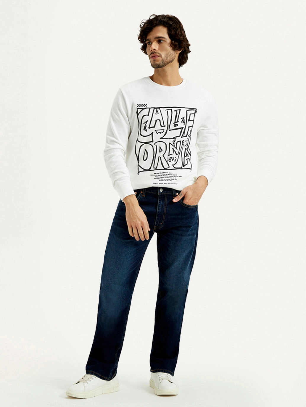 All Season Comfy Choice Men's 555 Dark Indigo Loose Fit Mid Rise Jeans