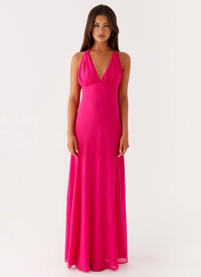Chic Waistband Easy Going Kacia Maxi Dress - Fuchsia
