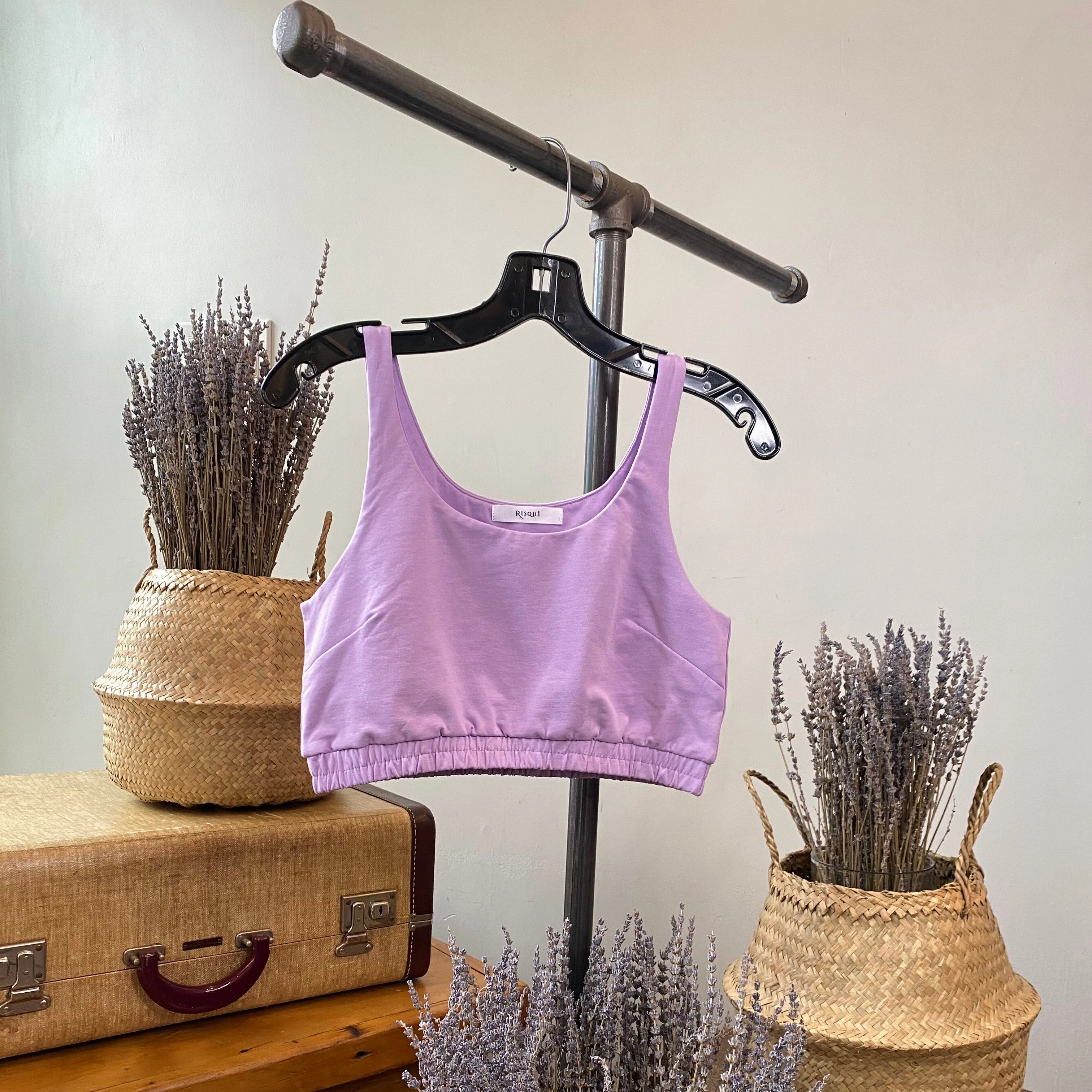 KARLIE Crop Tank Floral design Stretchable Panels